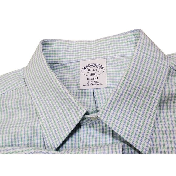 Brooks Brothers Regent Men's 16 4/5 Blue Green Long Sleeve Button Down Shirt - Picture 2 of 8